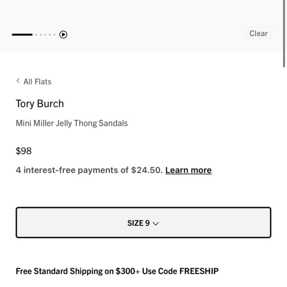 Tory Burch Clear Mini Miller Jelly Thong Sandal with White Monogram Size 8 - Picture 6 of 7